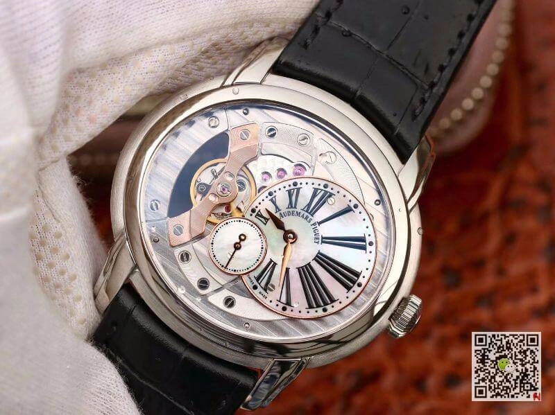 Audemars Piguet Millenary 4101 15350ST.00.D002CR.02 V9 Factory 1:1 Best Edition Replica Watch Swiss ETA4101 Skeleton Dial Black Leather Strap